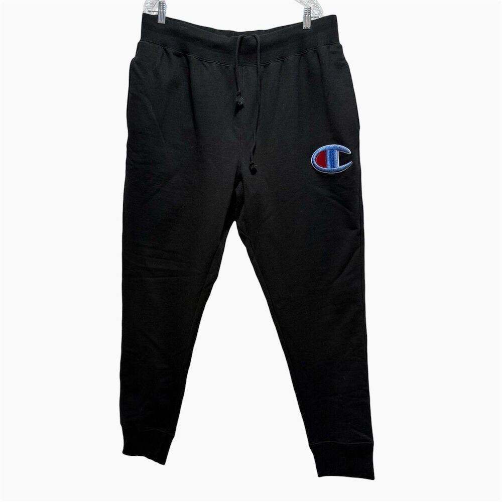 Champion Jogger Sweatpants Mens 2XL Black Reverse Weave C Logo Patch Tapered